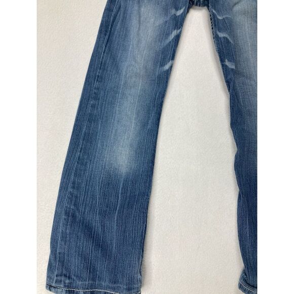 BKE Blue Culture Distressed Y2K Low Rise Bootcut Denim Jean Womens 27 R - Picture 6 of 11